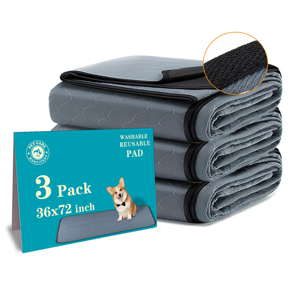 Bunlitent washable pee pads 3-pack 36x72 providing reusable home training coverage.
