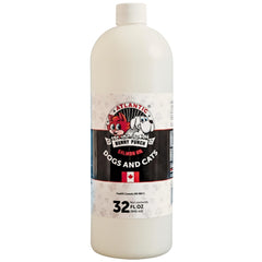 Bunny Punch Salmon Oil bottle being poured onto pet food as a tasty topper