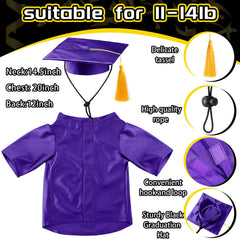 Bunnycool dog graduation gown shown with cap for a classic ceremony look.