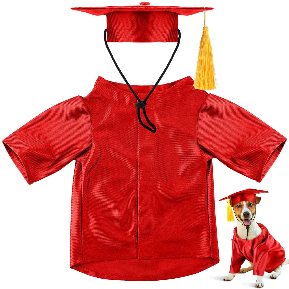 Bunnycool graduation cap in red, great for stylish pet ceremony photos.