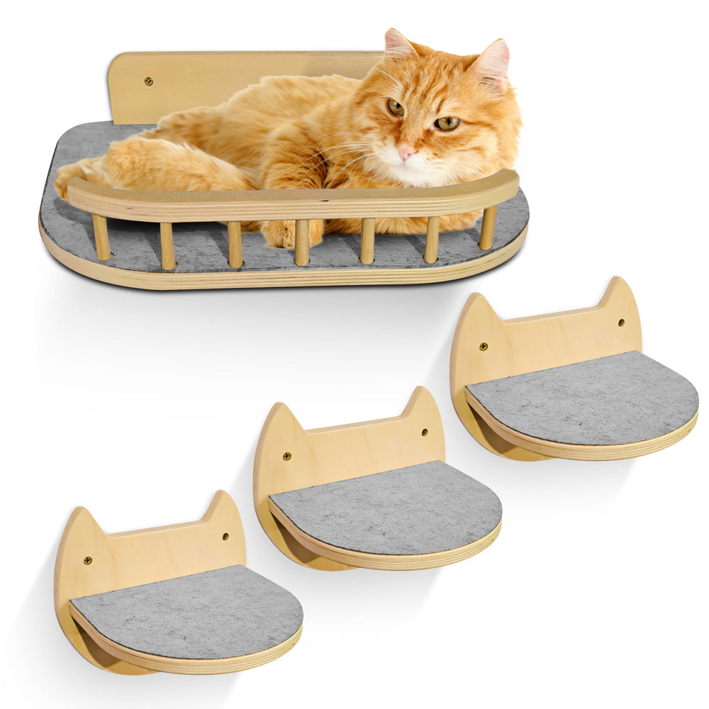 BUOGA cat wall shelves with plush bed for cozy vertical lounging
