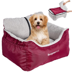 BurgeonNest dog car seat with clip-on leash for secure travel and comfort