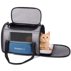 BurgeonNest cat carrier front view highlights sturdy frame for pets up to 20 pounds.