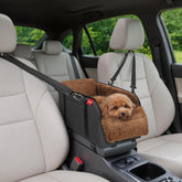 BurgeonNest center console dog seat with secure straps for stability during trips.