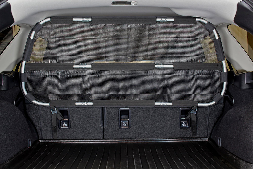 Bushwhacker cargo barrier mesh close-up shows scratch-resistant protection for your vehicle.