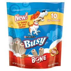 Busy Bone Tiny Chewbones pack front, real meat chews for small adult dogs
