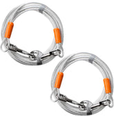 BV Dog Tie Out Cable in yard use with 25 ft reach for safe roaming.