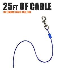 BV Dog Tie Out Cable 360-degree rotating clasp reduces tangling.