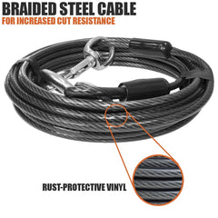 BV Dog Tie Out Cable reflective vinyl cover visible for night safety