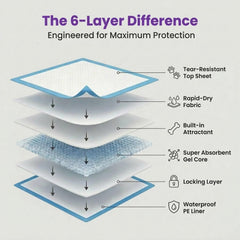 BV Puppy Pads XL six-layer design provides leak-proof protection for daily use.