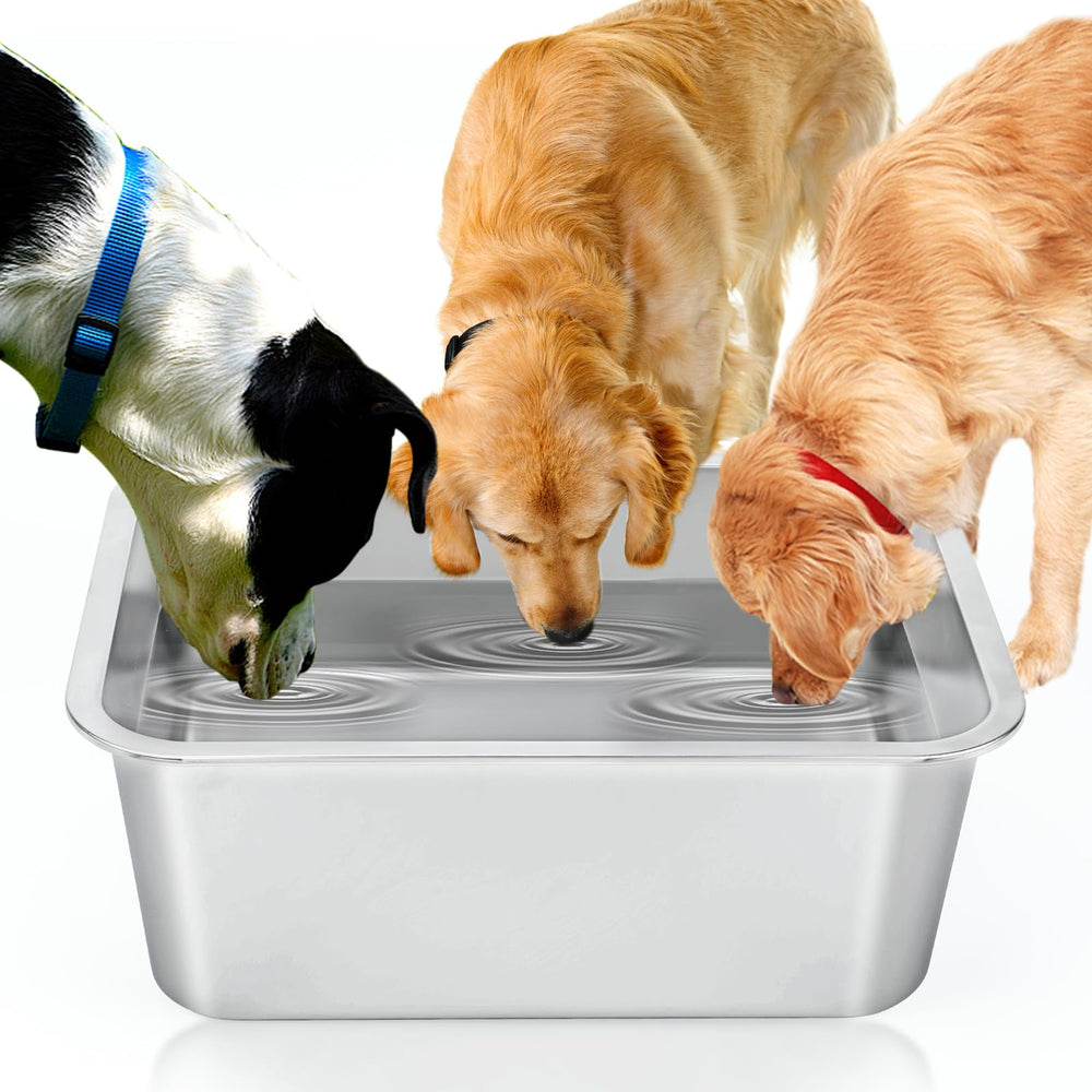 BWOGUE 4-Gallon large dog bowl for outdoor use, durable stainless steel.