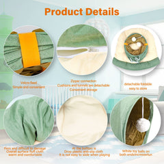BWOGUE Bunny Tunnel Bed removable mat for simple washing and quick cleanup