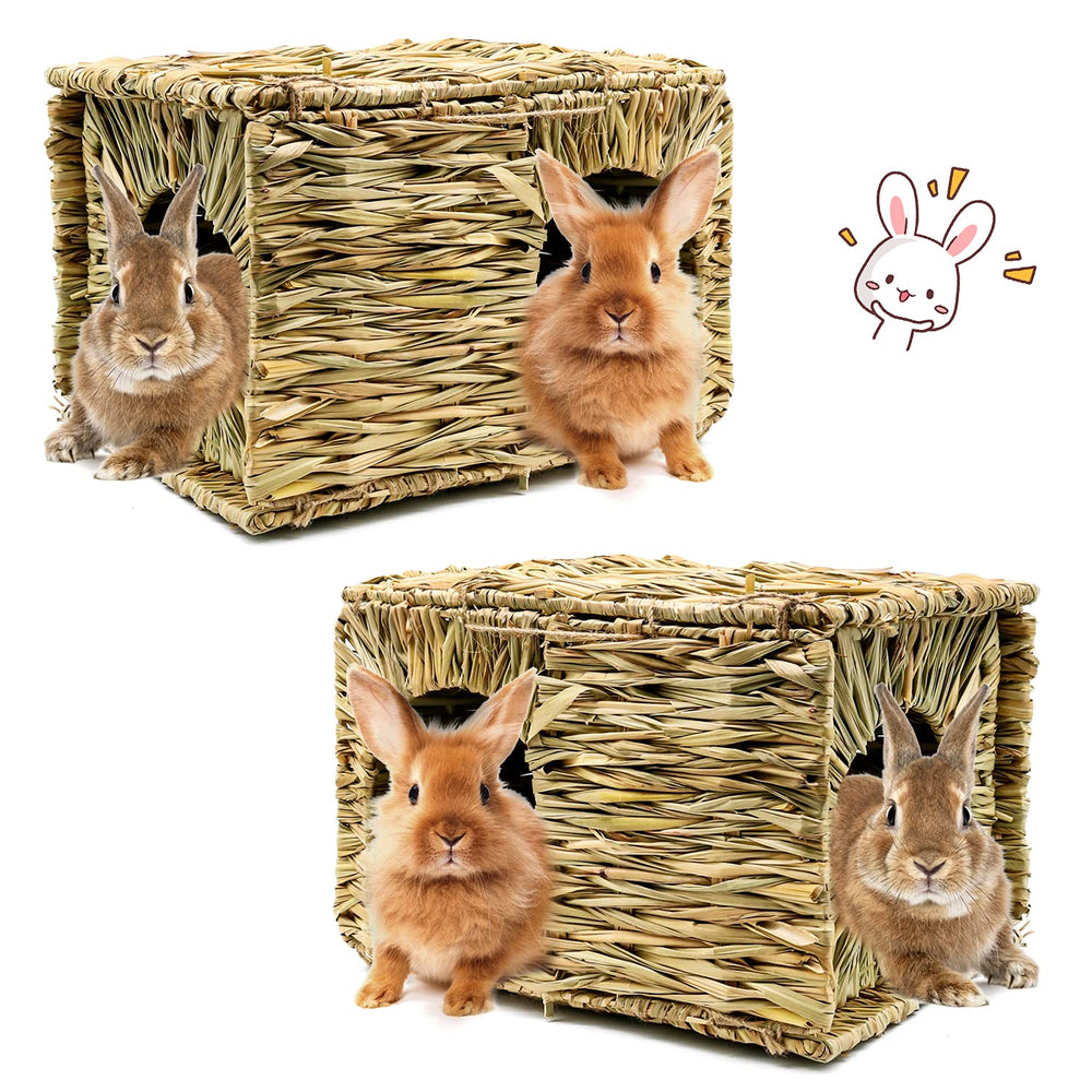 BWOGUE Extra Large Grass House for Rabbits offers roomy space for adult rabbits.