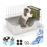 BWOGUE large rabbit litter box with raised grid keeps paws clean and dry