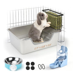 BWOGUE large rabbit litter box with raised grid keeps paws clean and dry