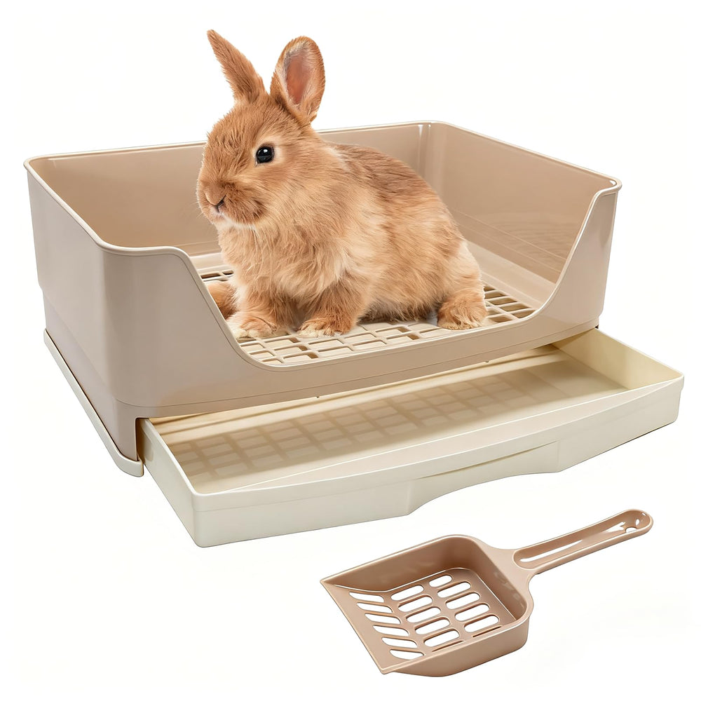 BWOGUE large rabbit litter box with drawer edge promotes secure placement and easy cleanup.