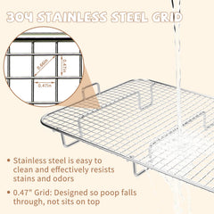 BWOGUE toe-safe sifting grid with 0.47-inch holes protects paws.