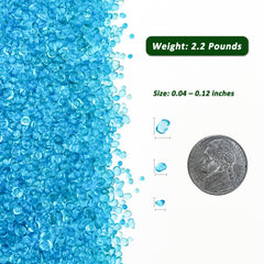 BXI polished blue glass gravel for decorative aquariums and terrariums.
