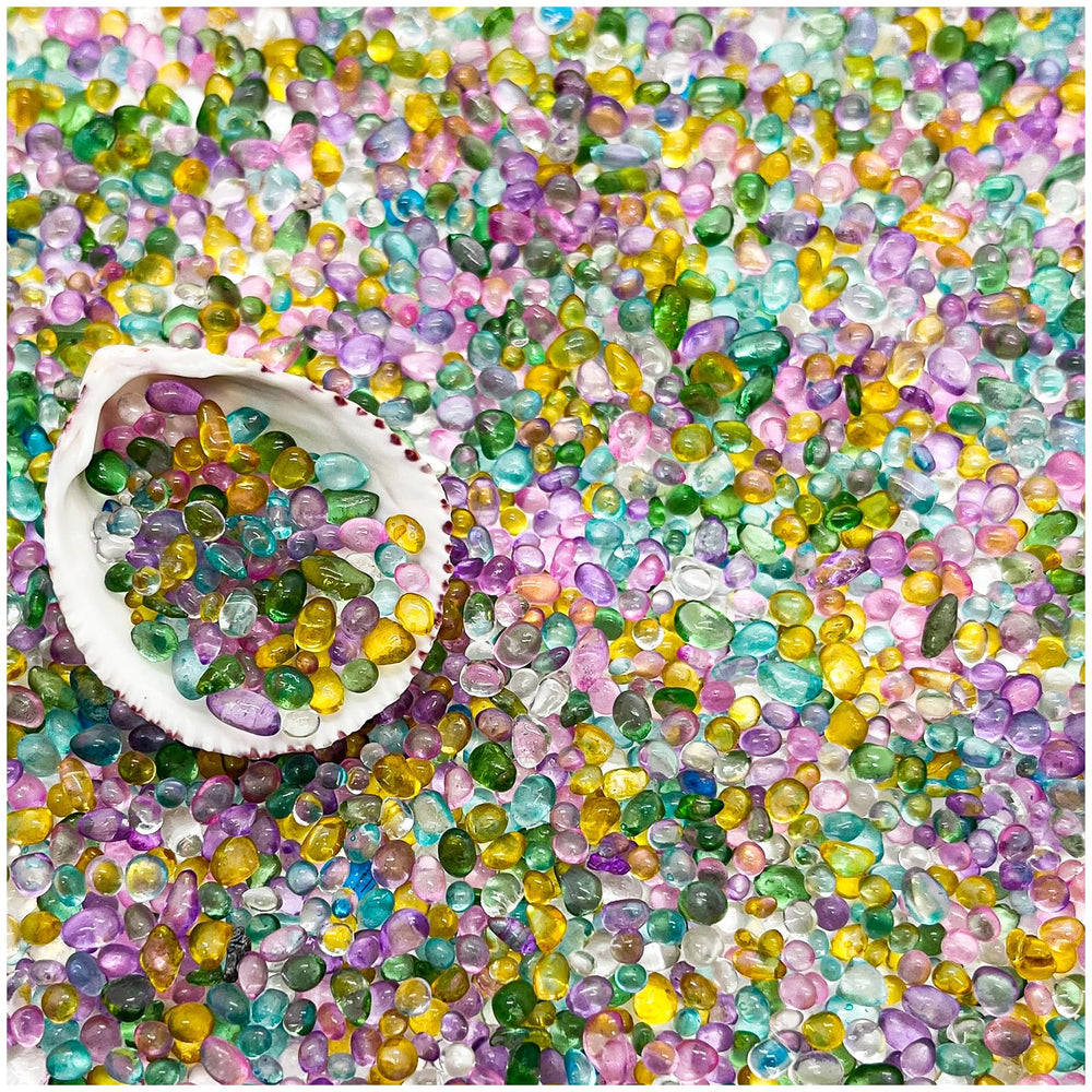 BXI vibrant blue sea glass gravel for aquariums adds color and shimmer