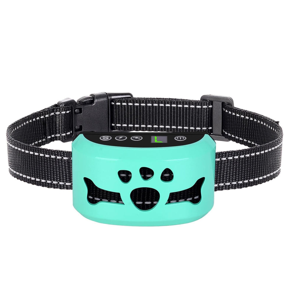 BXQ dog bark collar front view with bone-inspired design for calm training