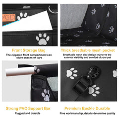 BYGD Pet Dog Booster Seat back view with safety straps for secure trips
