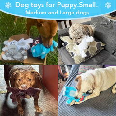 Bzonsmart wolf dog toy with squeaker and crinkle for active engagement