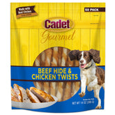 Cadet Gourmet beef-hide twist 5-inch chew for extended chewing sessions.