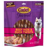 Cadet Gourmet Beef Hide Twist duck flavor close-up, ideal for long-lasting chews.