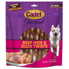 Cadet Gourmet Beef Hide Twist duck flavor close-up, ideal for long-lasting chews.