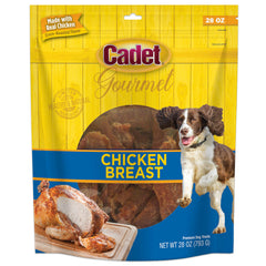 Cadet Gourmet Chicken Breast Treats pack displays natural, protein-rich rewards for dogs.