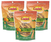 Cadet Sweet Potato Dog Treat Steak Fries packaging, perfect 3-pack for everyday rewards.
