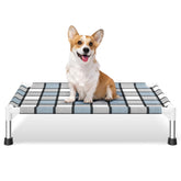 Caghash elevated dog bed for outdoor use with a sturdy frame.