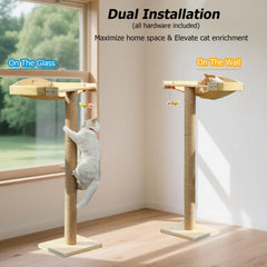 Caloreduce cat window perch scratching post offering natural scratching relief to protect furniture