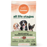 CANIDAE All Life Stages lamb-first-ingredient kibble in a bowl, supporting balanced nutrition.