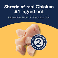 CANIDAE Pure Protein Topper close-up shows real chicken shreds for meals.