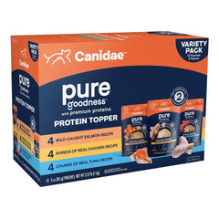 CANIDAE Pure Protein Topper salmon chunks boosts flavor and hydration for dogs.