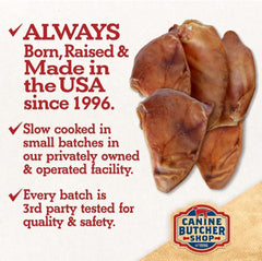 Canine Butcher Shop pig ears large USA β slow-cooked and naturally dried for better texture.