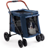 CANINE CANYON Scout stroller with panoramic mesh windows for airy viewing.