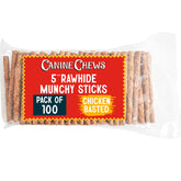 Canine Chews munchy rawhide sticks 5inch chicken pack for small dogs, tasty and enjoyable
