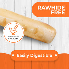 Canine Naturals rawhide-free close-up shows digestible chicken chew