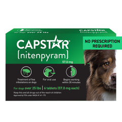 Capstar for dogs box and tablets, OTC flea relief you can trust at home.