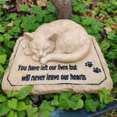 Carchistan cat memorial stone with sleeping cat at the top for outdoor grave markers