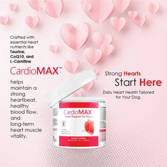 CardioMAX taurine and carnitine blend highlights essential nutrients for heart muscle function.