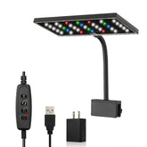 Carefree Fish LED light clip close-up with USB port for easy tank power access.