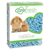 Carefresh blue natural paper bedding in a hamster cage for comfort and cleanliness.