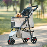 Carlson Pet Stroller featuring 360-degree front wheel swivel for easy maneuverability.