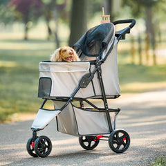 Carlson Pet Stroller featuring 360-degree front wheel swivel for easy maneuverability.