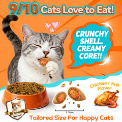 Carmelie calming center krill-filled bite appealing to anxious cats.