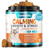 Carmelie calming treats bottle front for stress relief in cats