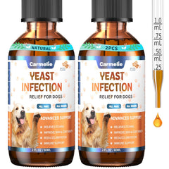 Carmelie dog yeast-relief liquid front view for easy daily use.
